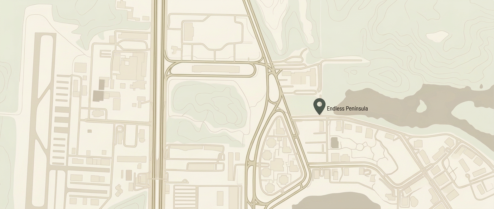 Mapa da Península na Barra da Tijuca com a localização do Endless Península